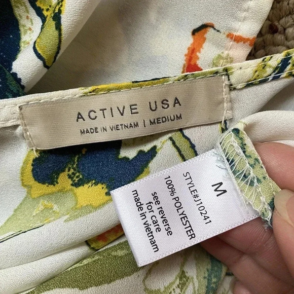 Active USA Duster Cardigan Coverup Tropical Floral Boho Summer Vacation Women M - Picture 4 of 6